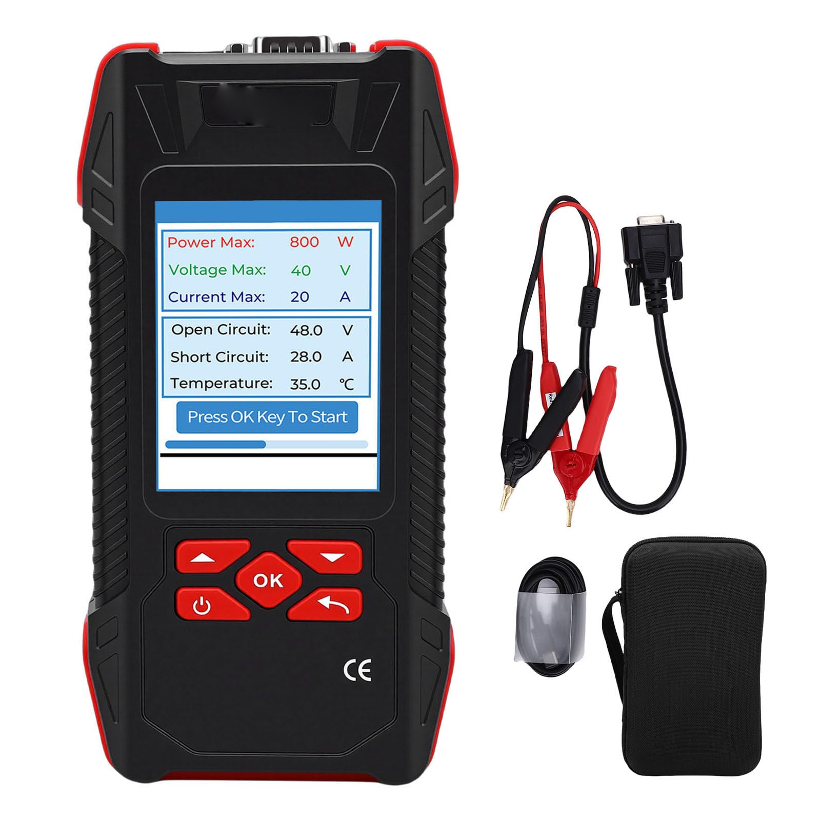 Jectse Misuratore MPPT per Tester per Pannelli Solari da 2000 W, Misuratore di Test Fotovoltaico Professionale da 90 V 40 A, con Blocco Dati Retroilluminato, Display Curva MPPT