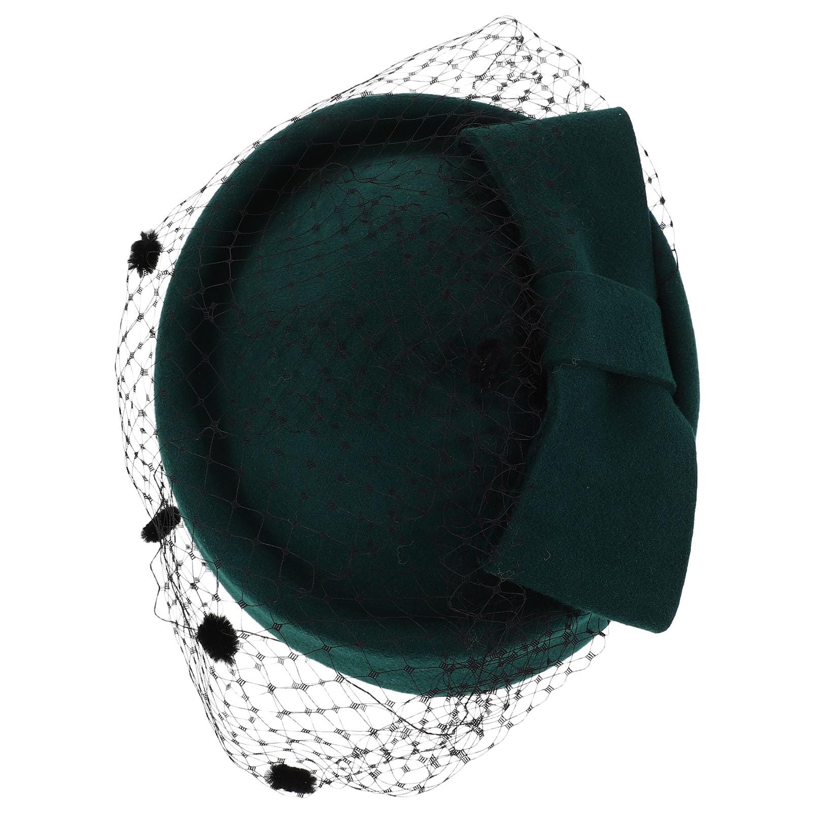 SOLUSTRE Cappello Fascinator da Donna Leggero e Raffinato con e Fiocco Vintage Inglese in Lana Verde per Matrimoni e Uscite Invernali