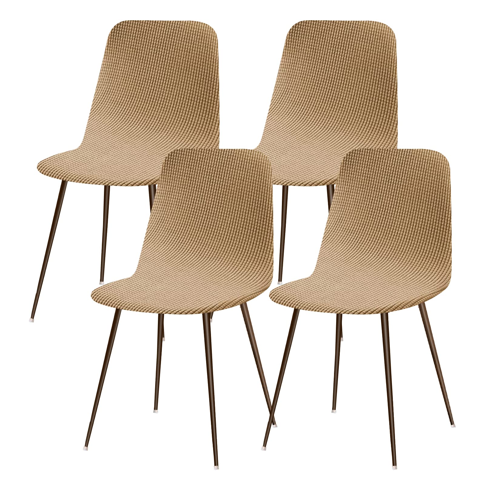 Lydevo Fundas para Sillas de Comedor 4 Piezas Funda de Silla Nordica Cocina Elásticas Cubiertas Fundas para Silla Oficina Sin Brazo Ajustables Lavables Protectoras de Sillas Escandinavas,#Tierra