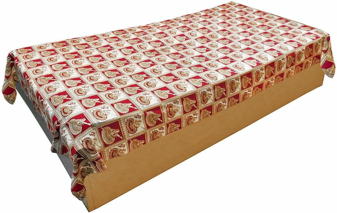 Ragini Print on Light Beige Cotton Single Bedspread - 90 x 57 inches (NV10)
