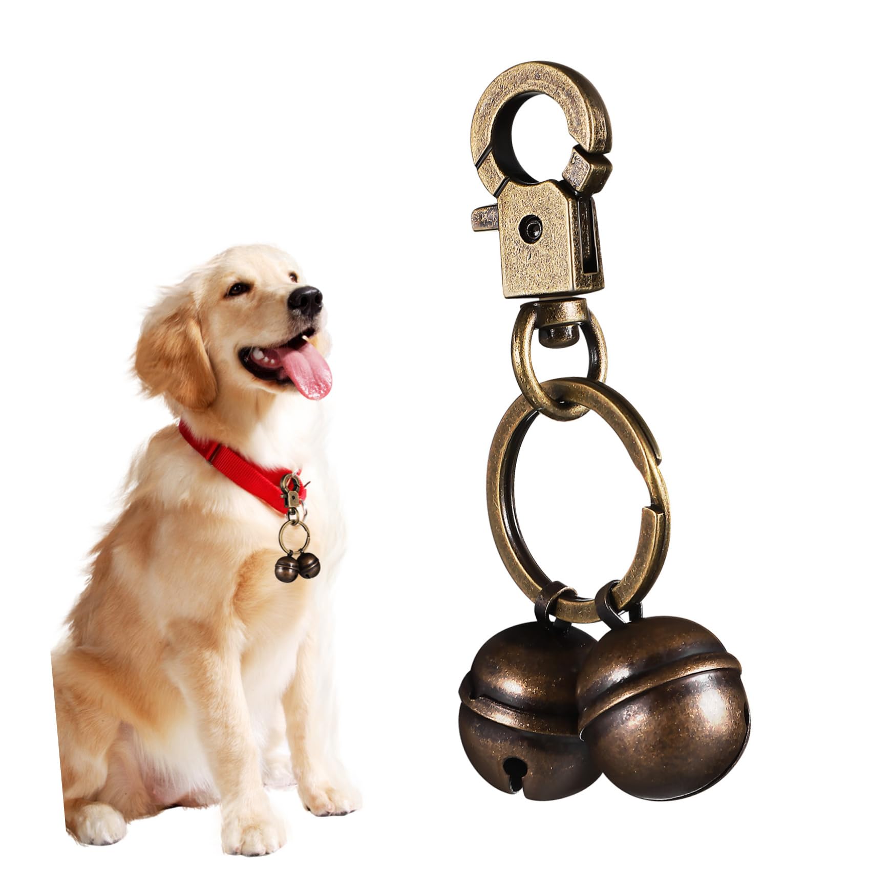 COLLBATH Dog Collar Charm Pet Bell Keychain Brass Bell Pendant for Dog Collar Accessory