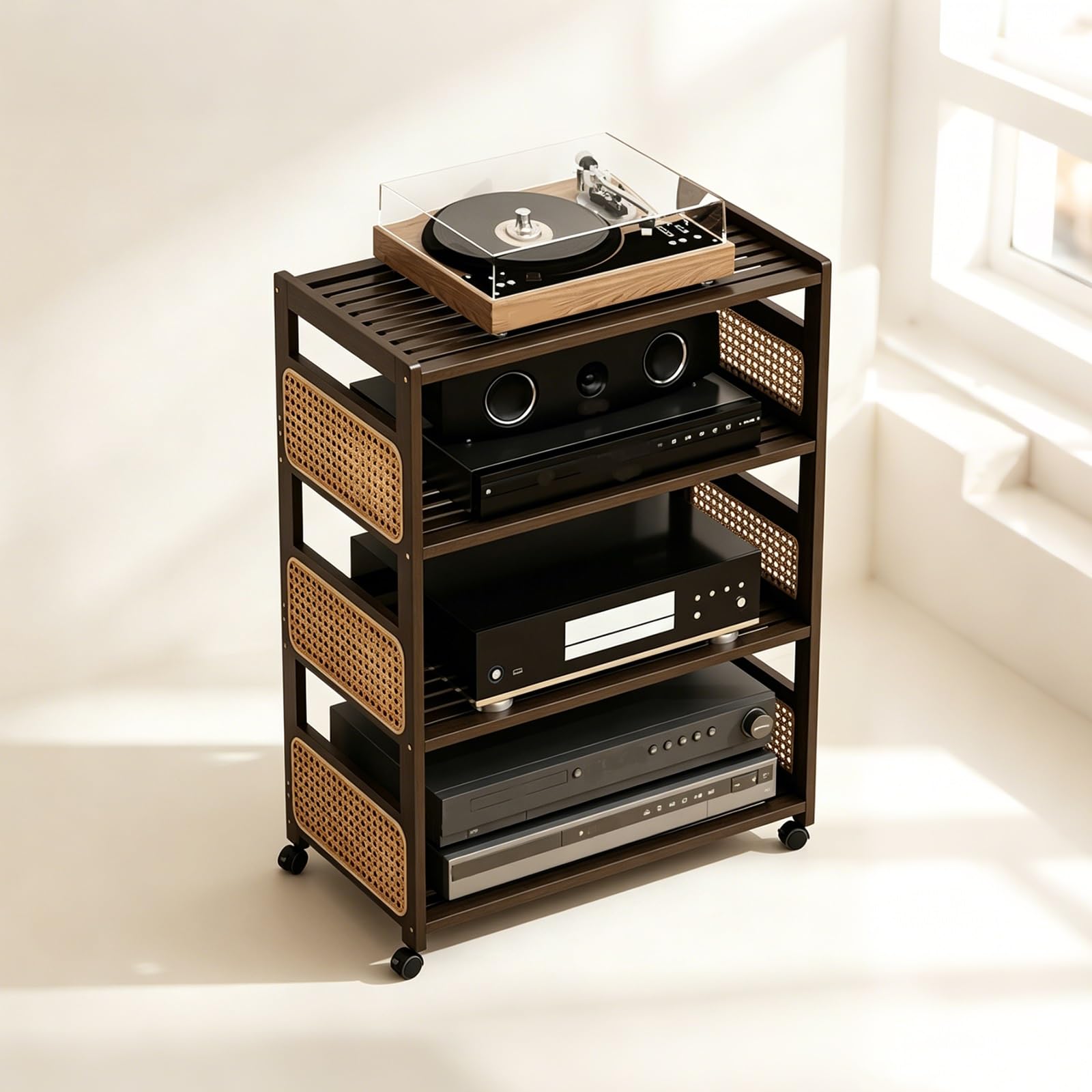 Mueble Hifi ventilado de 4 niveles para consolas y aparatos multimedia en tu zona de ocio