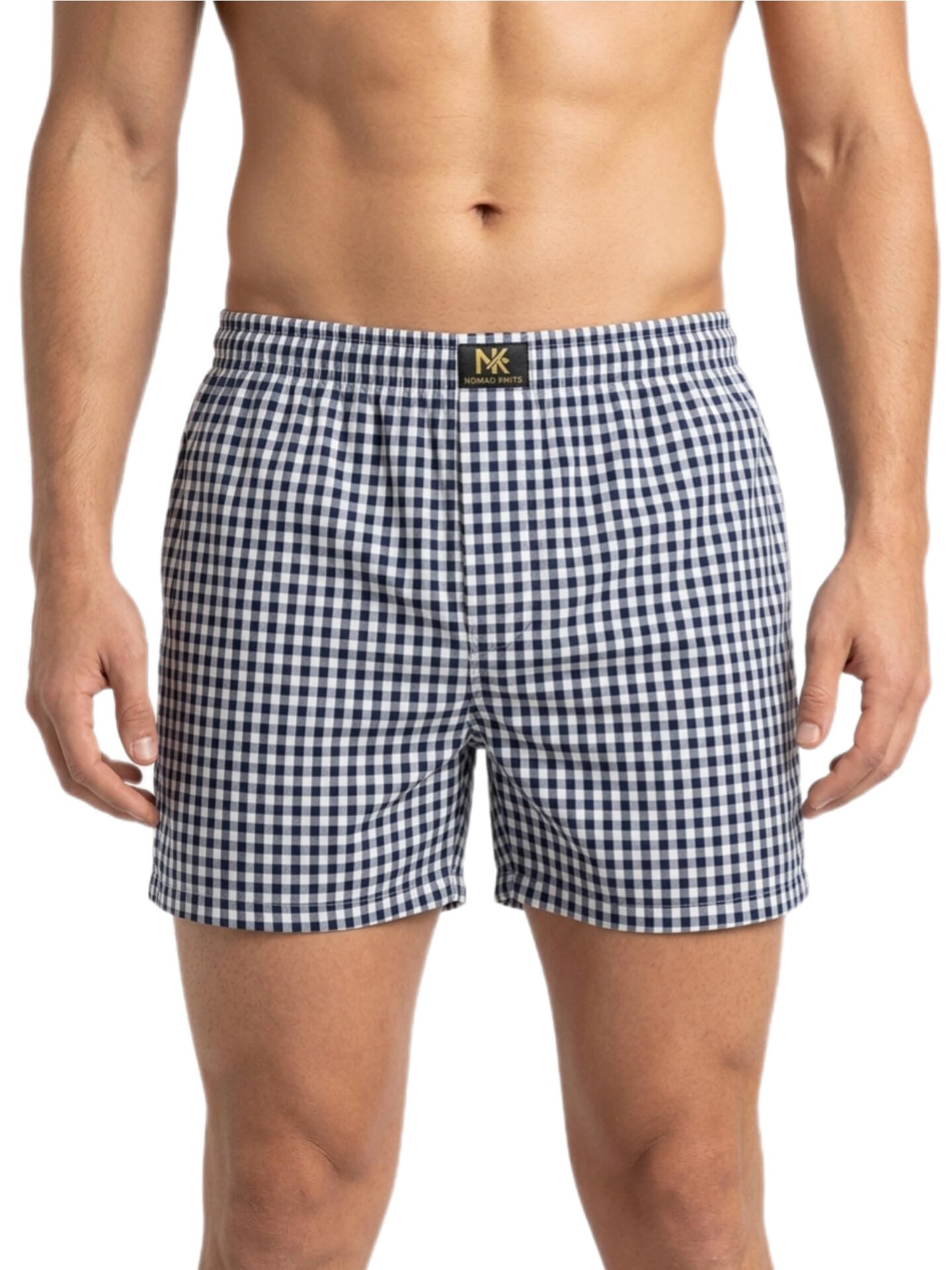 Nomad Knits Men's Boxer Shorts - Blue White Checks -100% Cotton, Two Side Pockets with Chain, Soft Elastic Waist Band for Comfort Fit and Trendy Prints.-image-30