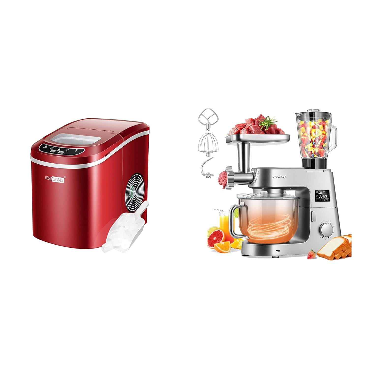 VIVOHOME Countertop Ice Maker 26lbs/Day, and VIVOHOME 9 in 1 Multifunctional Stand Mixer with Fermentation