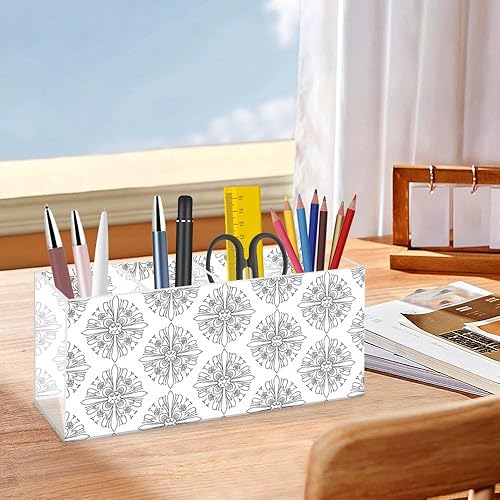 Miniatura 4 de Black Floral Acrylic Brush Holder With 4 Compartments Hair Product Organizer Bookmark Storage Vanity Desk Accessories Organizador De Lapices