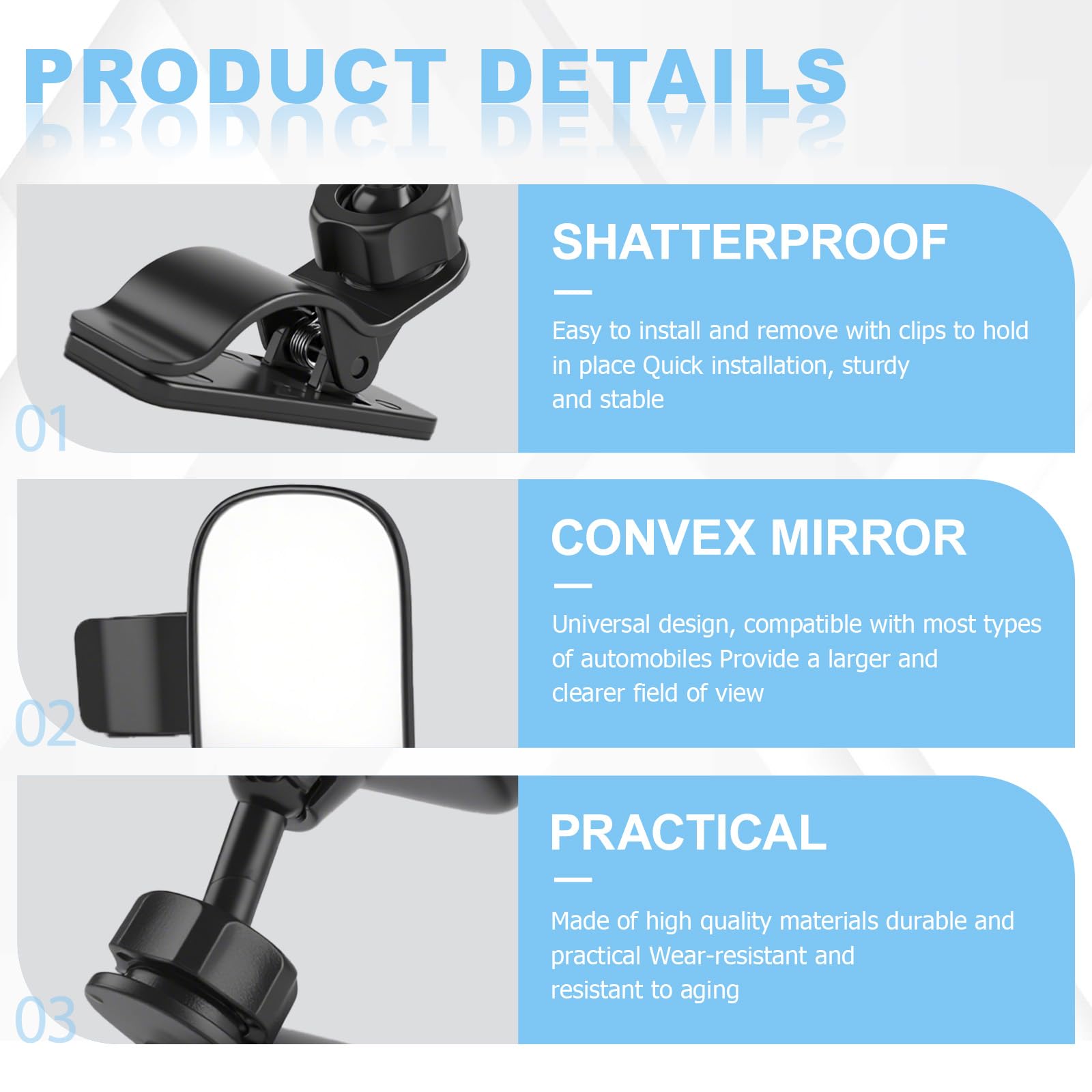 Baby Car Mirror,360° Adjustable Baby Rear View Car Mirror,Child Cars Mirror Rear Facing,HD Wide Angle Convex RearView Mirror with Clip,Back Seat Mirror to See Infants - Image 3