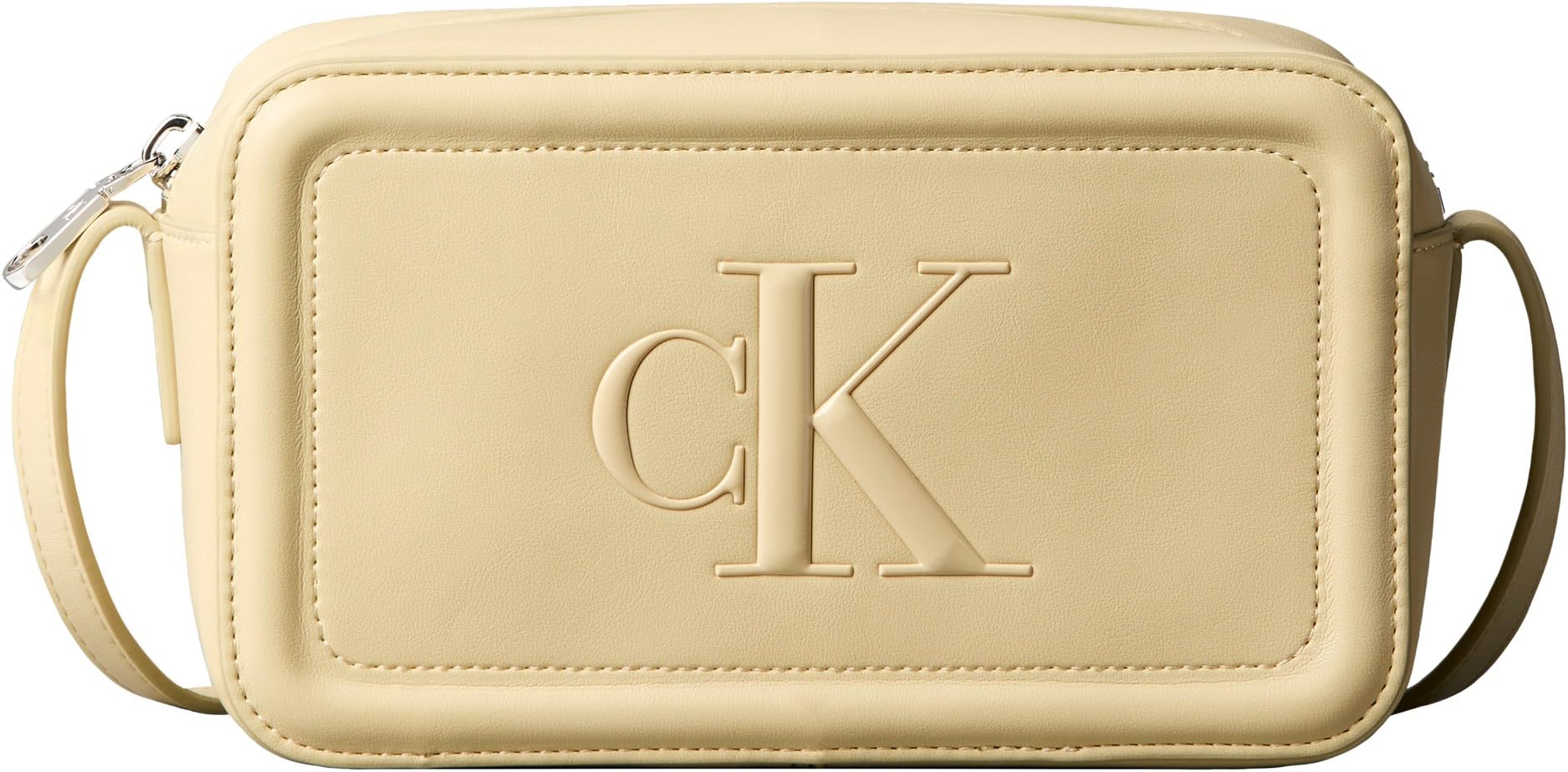Calvin Klein Women's BOLD CK CAMERA BAG LV04F3220G Crossover, White (Parsnip), One Size
