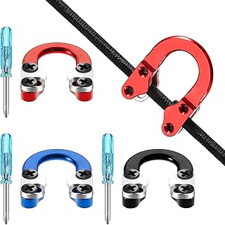 3 Sets Archery D Loop Compound Bow Metal U Nock D Ring Buckle Release Nocking Loop with Screwdrivers for Hunting Installation Accessories
