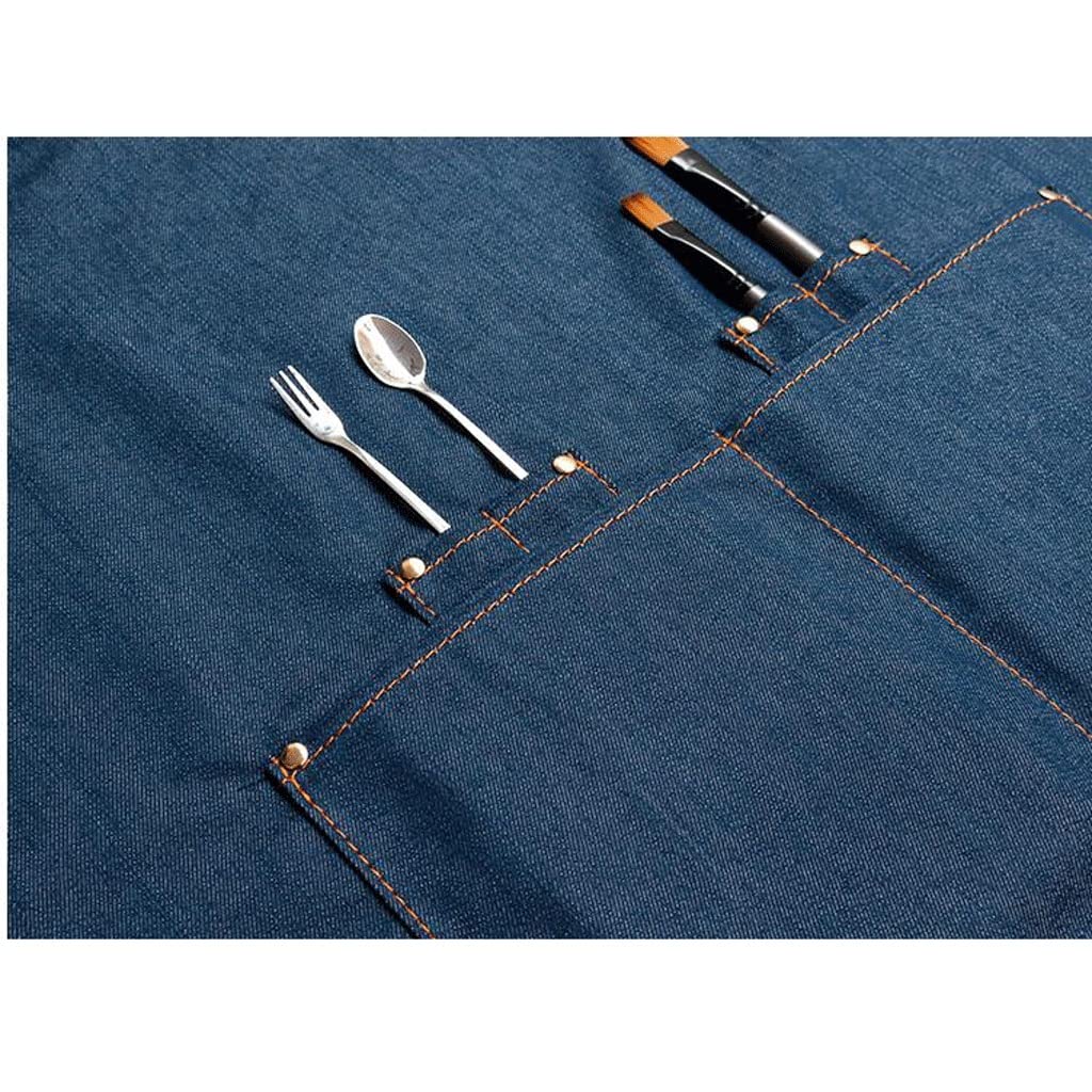 SSDD Floristería de Verano Denim Delantal Barista Denim Trabajo Delantal Barber Delantal No-Stick Special (Size : Blue)