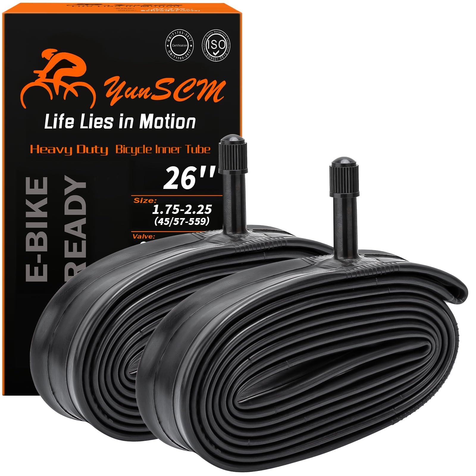 2-PCS 26" Heavy Duty Bike Tubes 26x1.75/1.95/2.125/2.25 AV Schrader Valve (45/57-559) 26" Bicycle Tube Compatible with 26 x 1.75 26x1.95 26x2.0 26x2.10 26x2.125 26x2.20 26x2.25 Tire Tubes