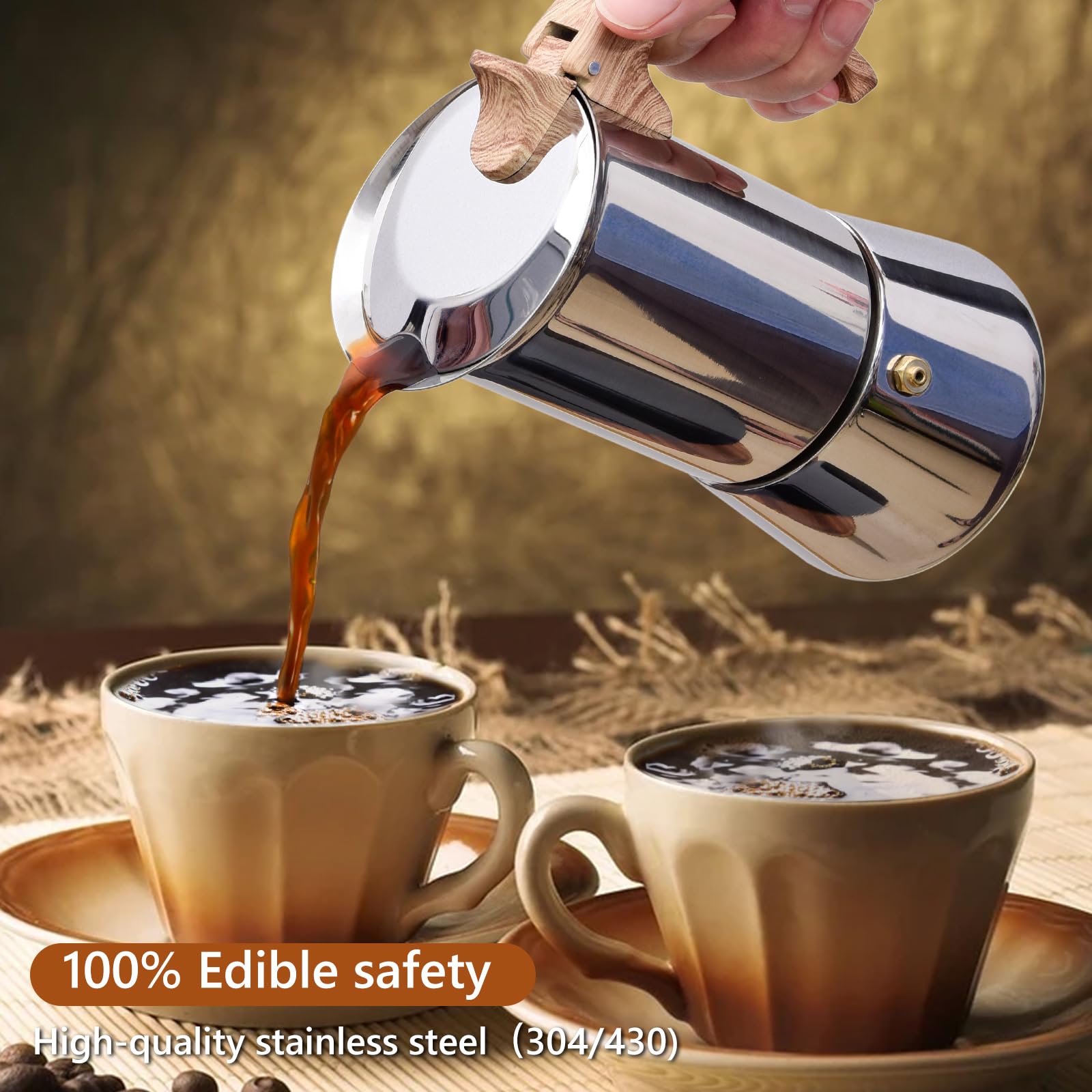 moka✕4 ZX Stovetop Moka Pot 430 Stainless Steel Portable Stovetop