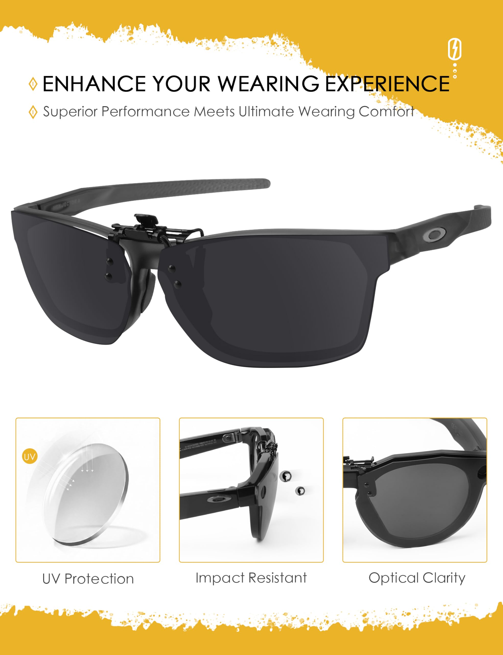 Gafas de sol polarizadas con clip para Oakley Hex Jector (A) OX8174F de 56 mm, protección UV y ajuste seguro