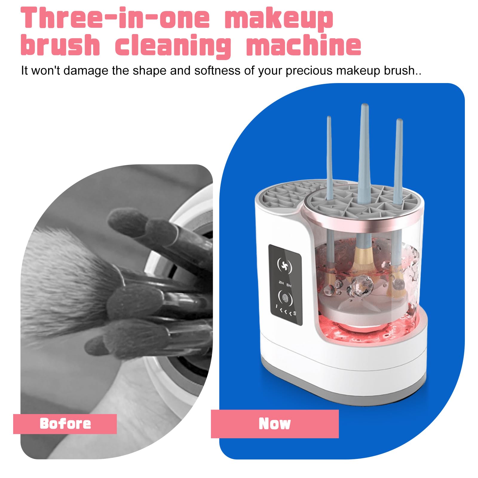 Nettoyeur et séchoir électrique pour pinceaux de maquillage : nettoyeur de pinceaux de maquillage multifonction avec fonction de lavage et de séchage à l'air programmée, pour tous les types de