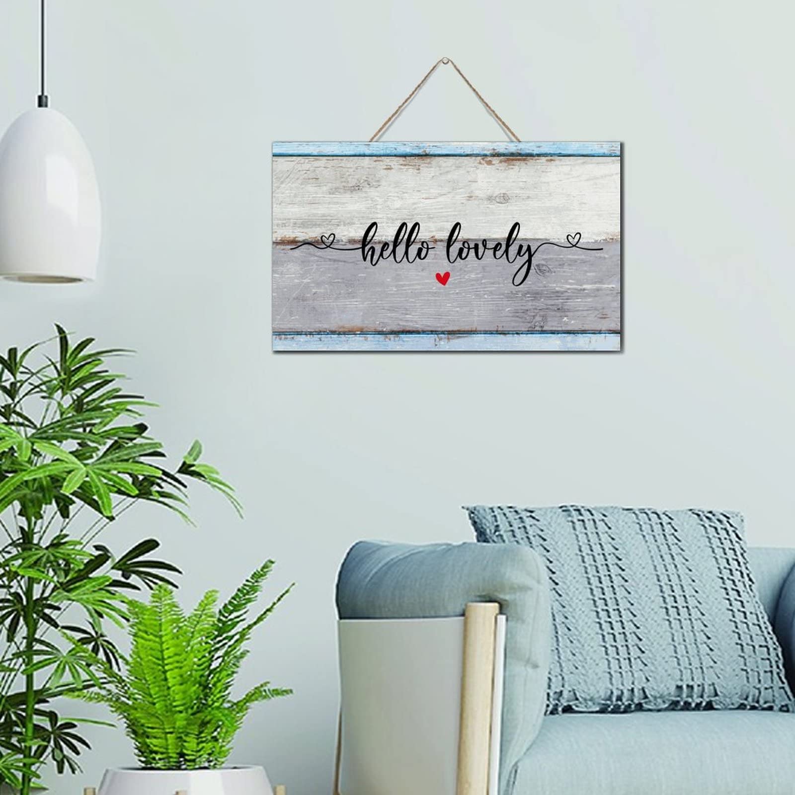 Hello Lovely Funny Wall Décor Wood Wall Sign 6x10 Inch Valentines Decorative Wall Art Wood Plaque with Sayings Home Decor for Living Room Office