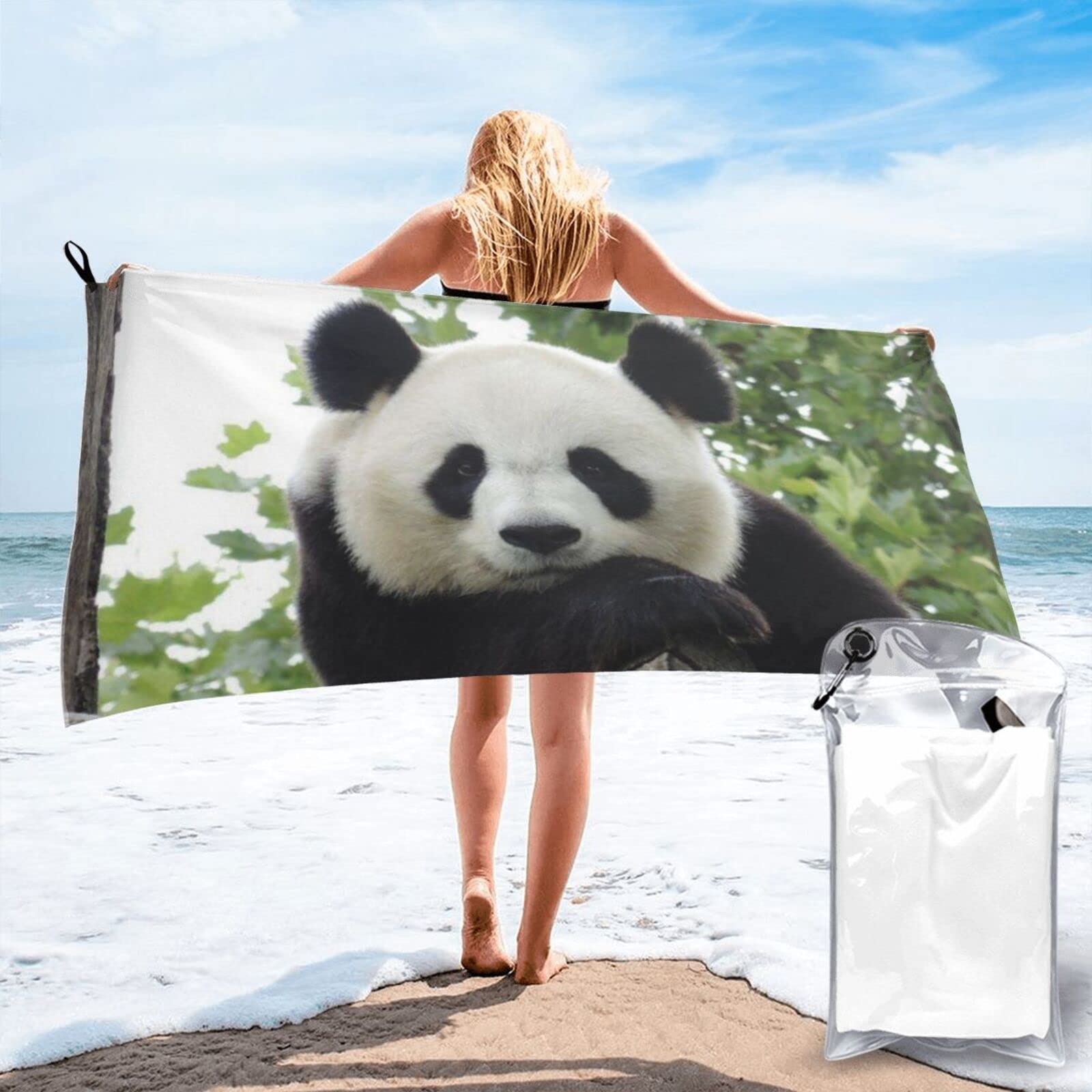 Serviette de plage en microfibre Panda 80x160 cm