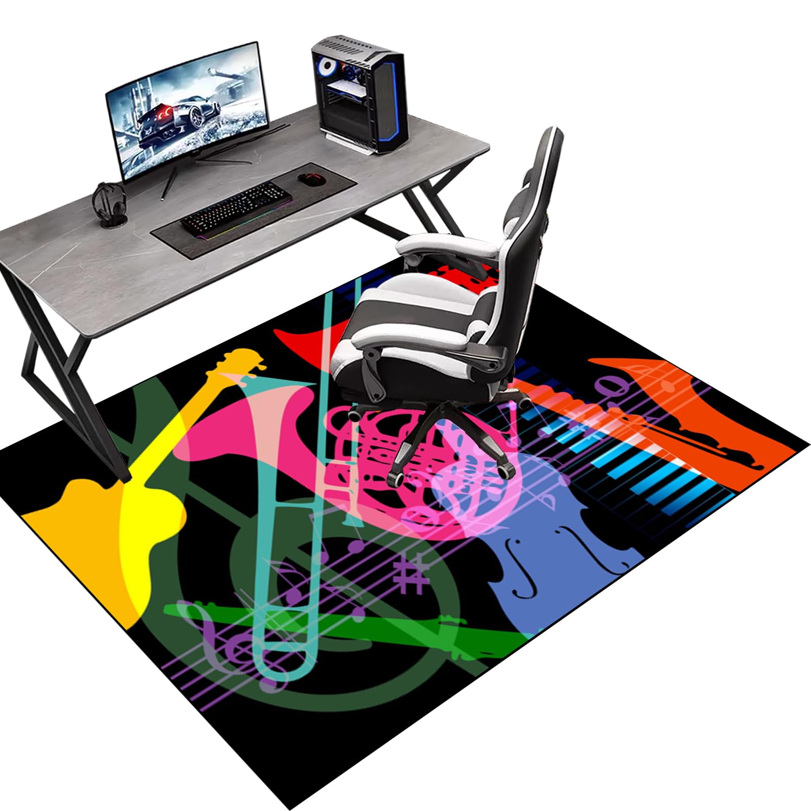 Protective Floor Protector Mat, Office Chair Mat for Carpeted Floor, Gaming Chair Mat Non-Slip, Chair Mat Carpet Protector for Low Pile Carpets, Floor Mat for Computer Desk Chairs 120 x 150 cm