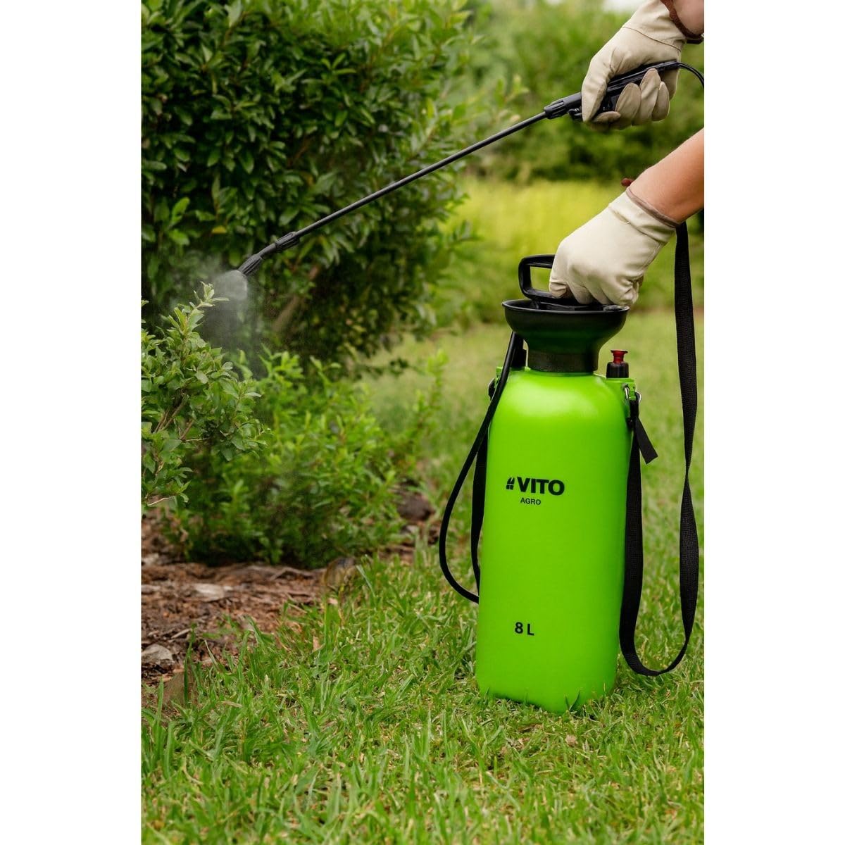 VITO - Pulvérisateur de Jardin 8L Lance 60cm Tuyau 1.20m - Pulvérisateur à Pression Manuelle Spray et Jet - Jardin, désinfection, Nettoyage