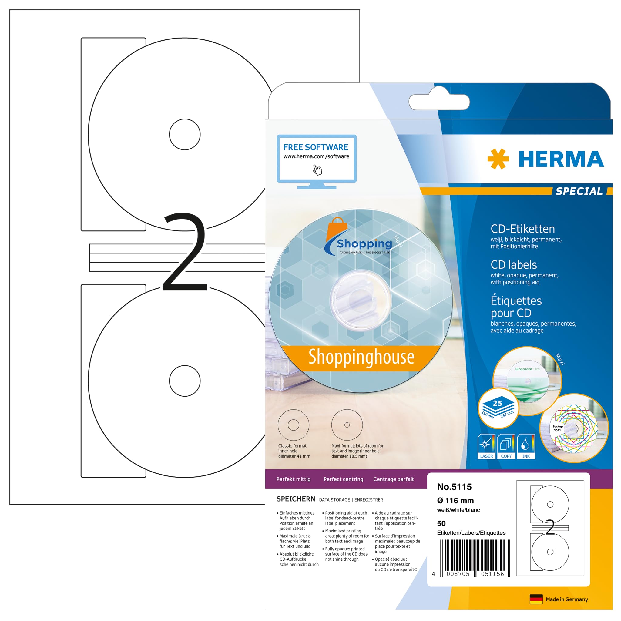 Herma CD Labels White 116 mm, White