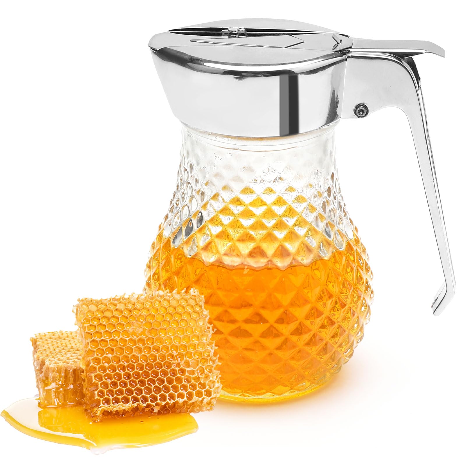 Distributeur De Miel En Verre 300 Ml - Bec Verseur Anti-goutte, Couvercle, Pour Sirop, Huile, Vinaigre