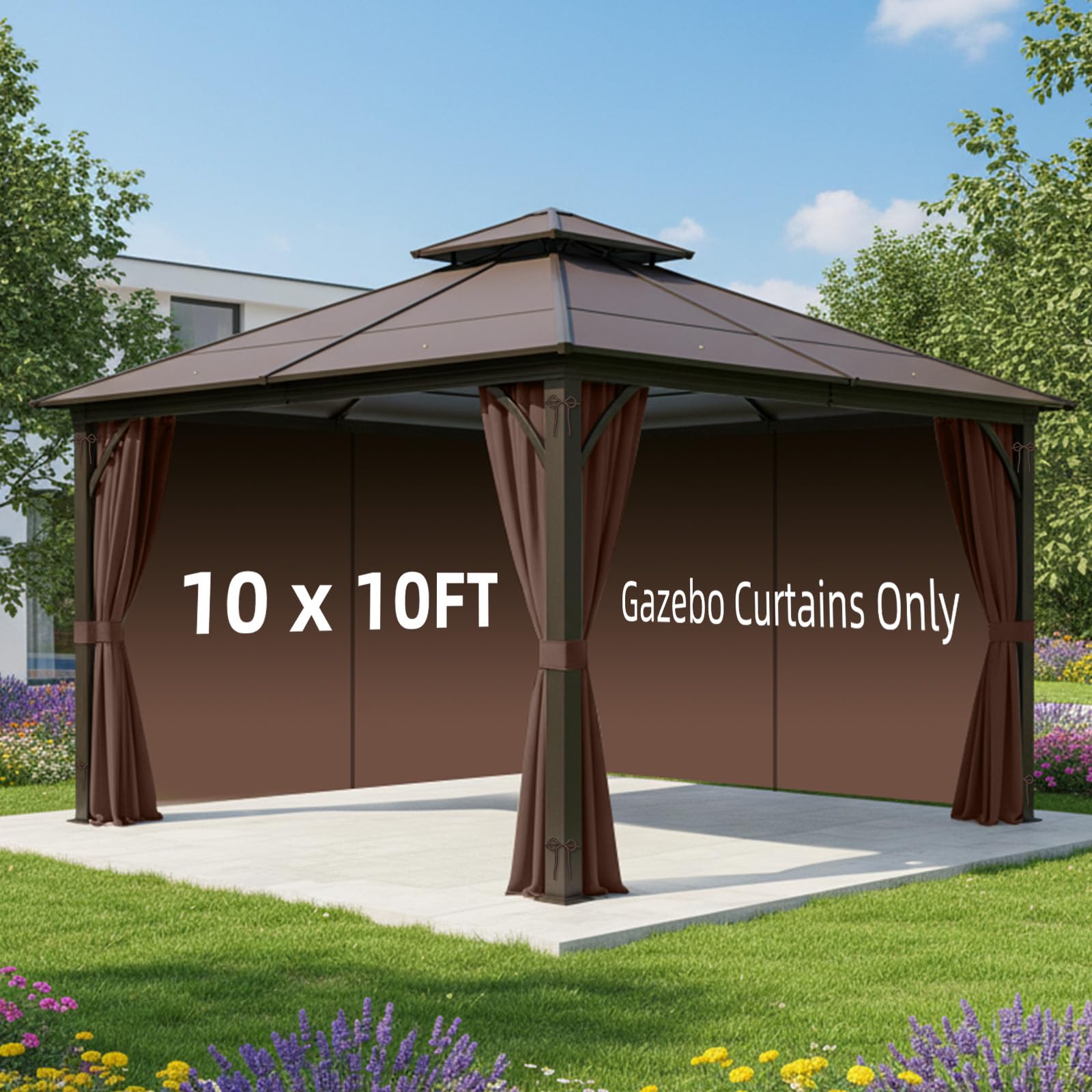 Pavillon Sichtschutzvorhang 3x3m - 4-teiliges Set Wasserdicht Mit Fenstern