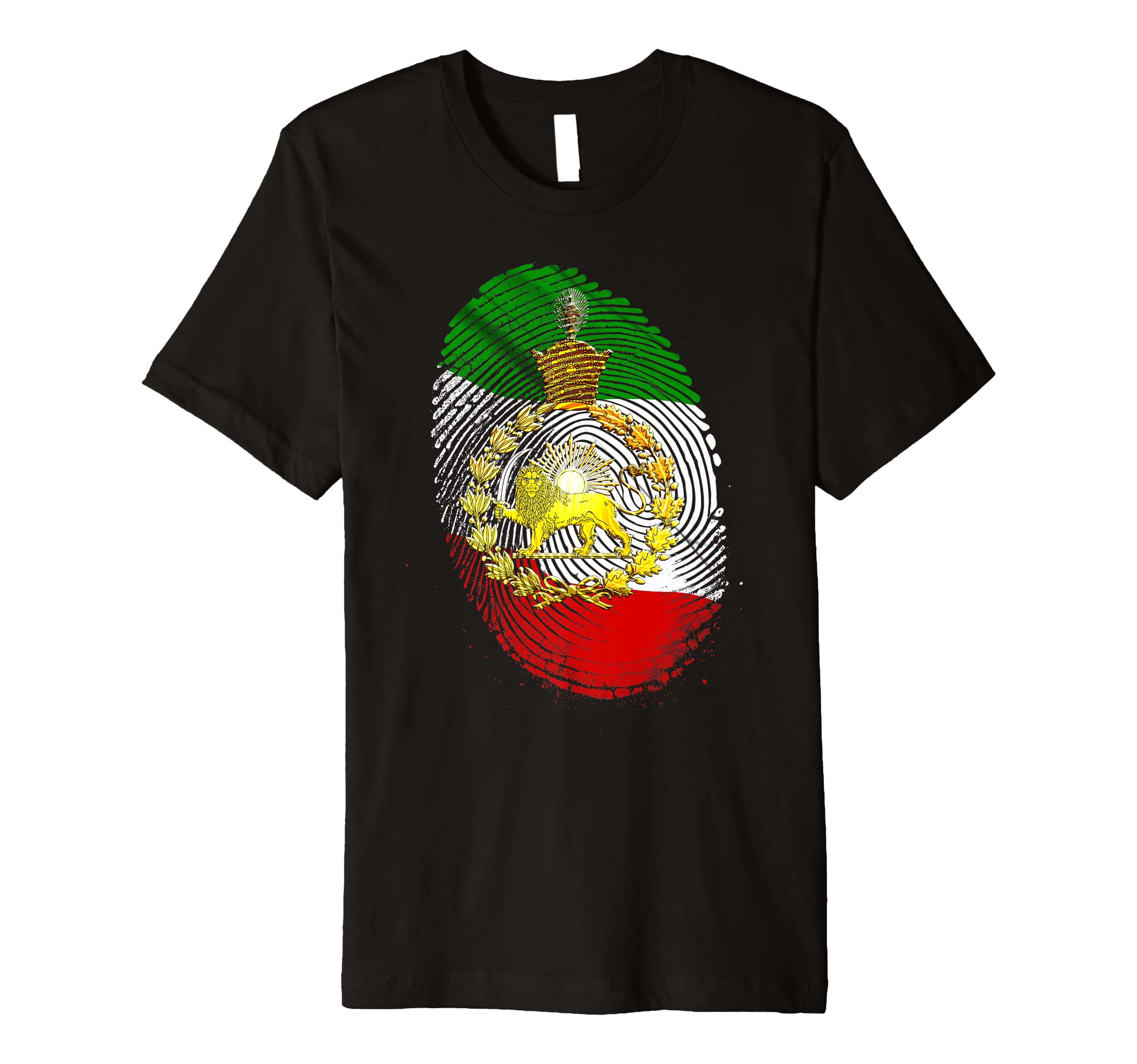 Iran Gilaki CoIrans Flag with Pahlavi Crown and fingerprint Premium T-Shirt