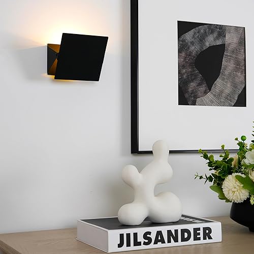 Miniatura 4 de HEQIQEH Apliques de pared RGB de estilo moderno, funciona con pilas, paquete de 2, lámpara de pared ajustable con cubo LED para interiores arriba y