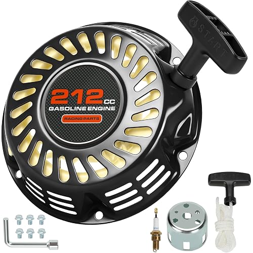 HIAORS 212cc Pull Start Recoil Starter Assembly Replacement for Predator 196cc 5.5HP 6.5HP Engine Coleman Mini Bike CT200U BT200X Baja MB200 RT200 KT196 Snow Blower Lawn Mower Generator Go Kart Parts