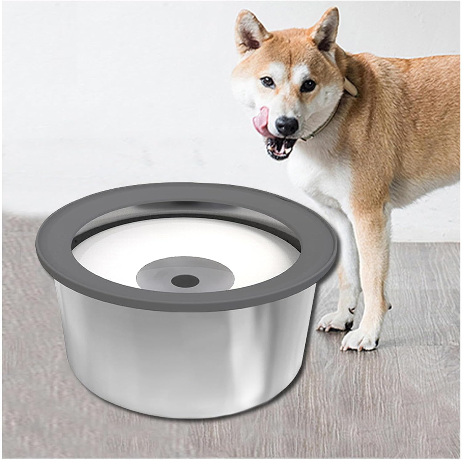 LAMPPE Dog Water Bowl for Messy Drinkers, No Spill Splash Proof,2L No Spill Dog