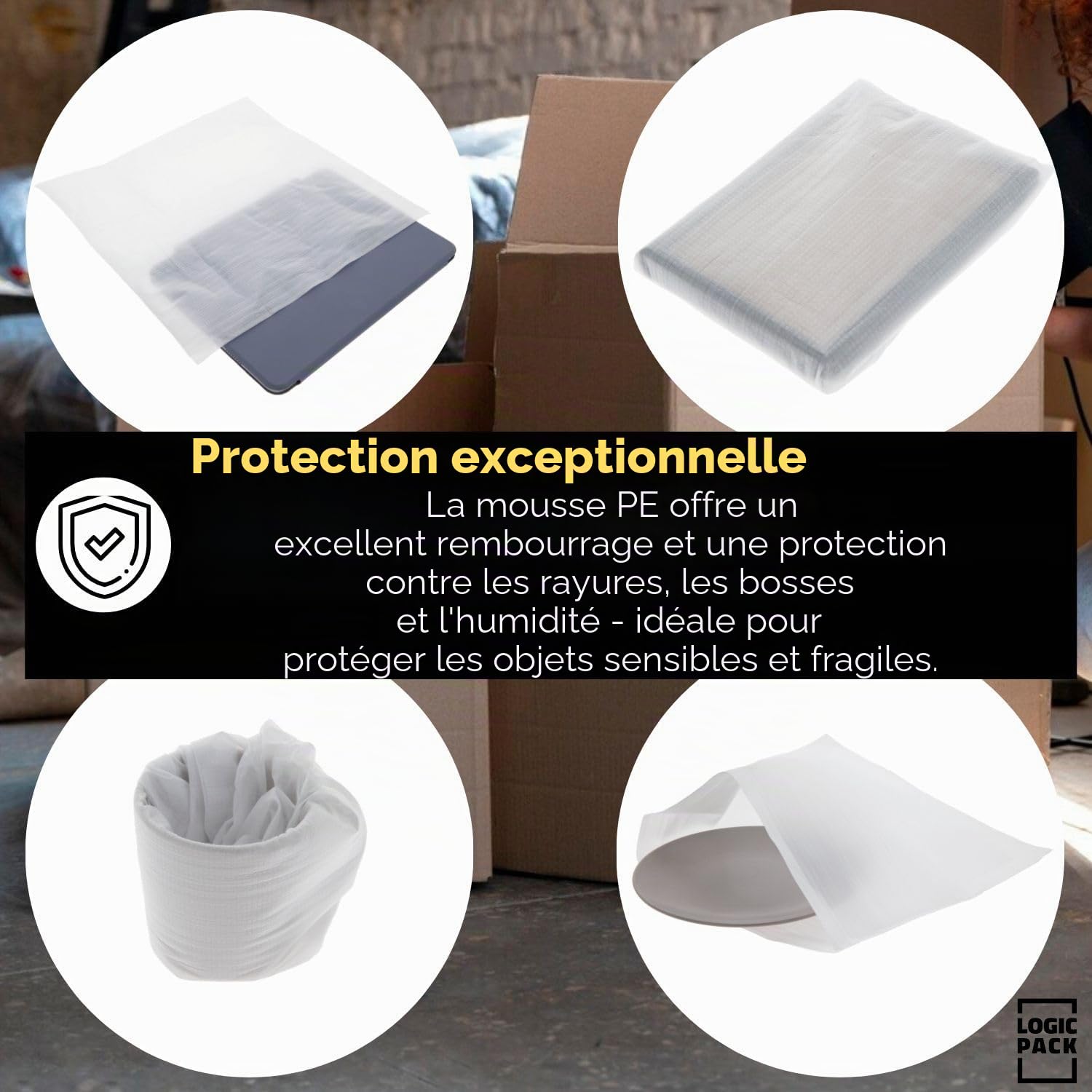 100 pièce Demenagement Feuilles Mousse Papier Bulle Déménagement pour Cartons Déménagement Vaisselle Plats Assiettes Verres Emballage 300 mm x 300 mm x 1 mm (Sac)