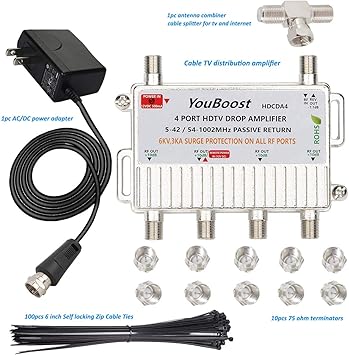 Youboost Silver Plated 4 Port Cable Amplifier Cable Booster Splitter Tv Amplifier Tv Signal Booster Antenna Signal Booster Antenna Signal Amplifier Coax Distribution Amplifier Coax Splitter Amplifier Amazon Ca Electronics