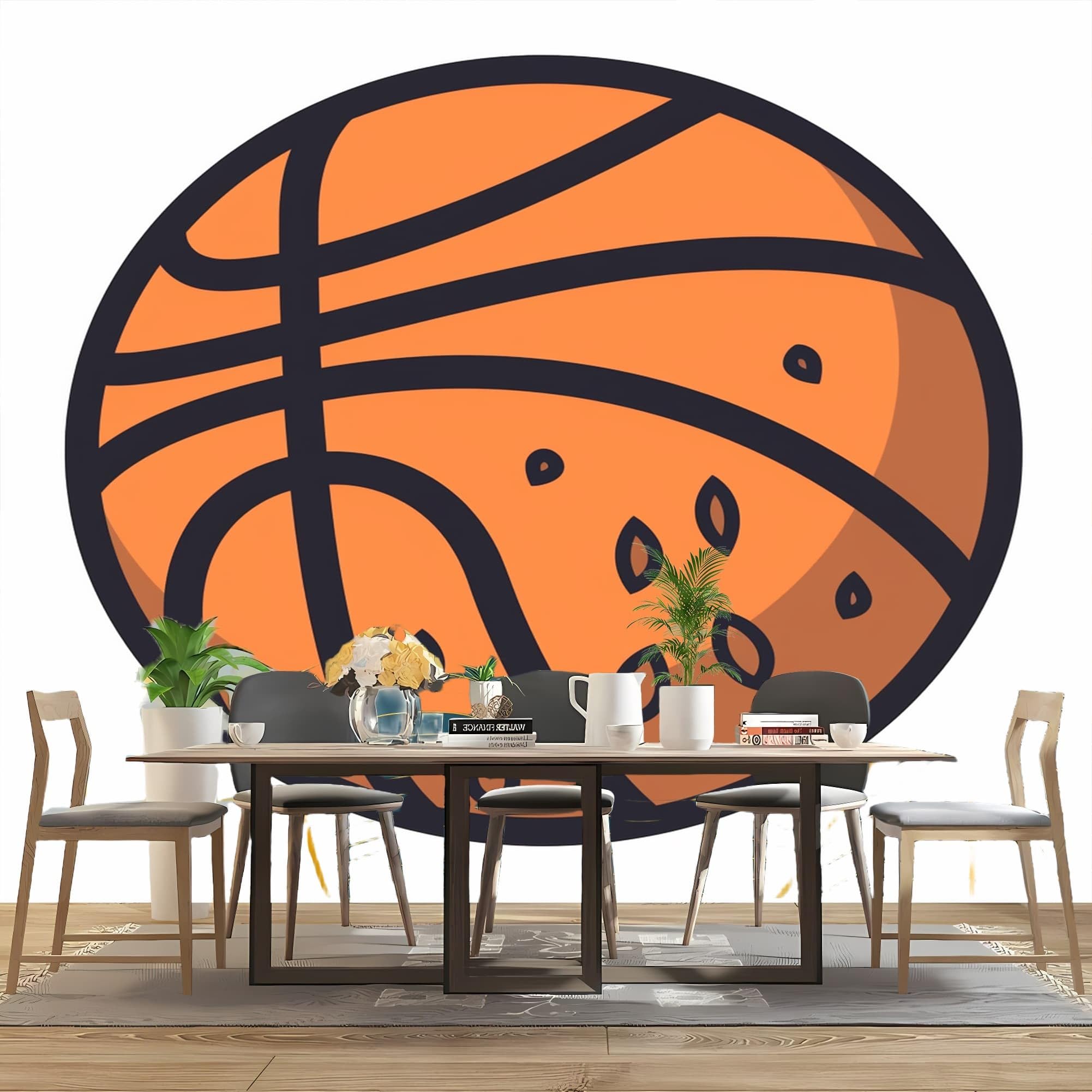 Fototapeta 3D, 300 x 210 cm, sport, kreskówka, wzór koszykówki, tapeta z włókniny, fototapeta, biała, do plakatów, sypialni, salonu, gabinetu, jadalni
