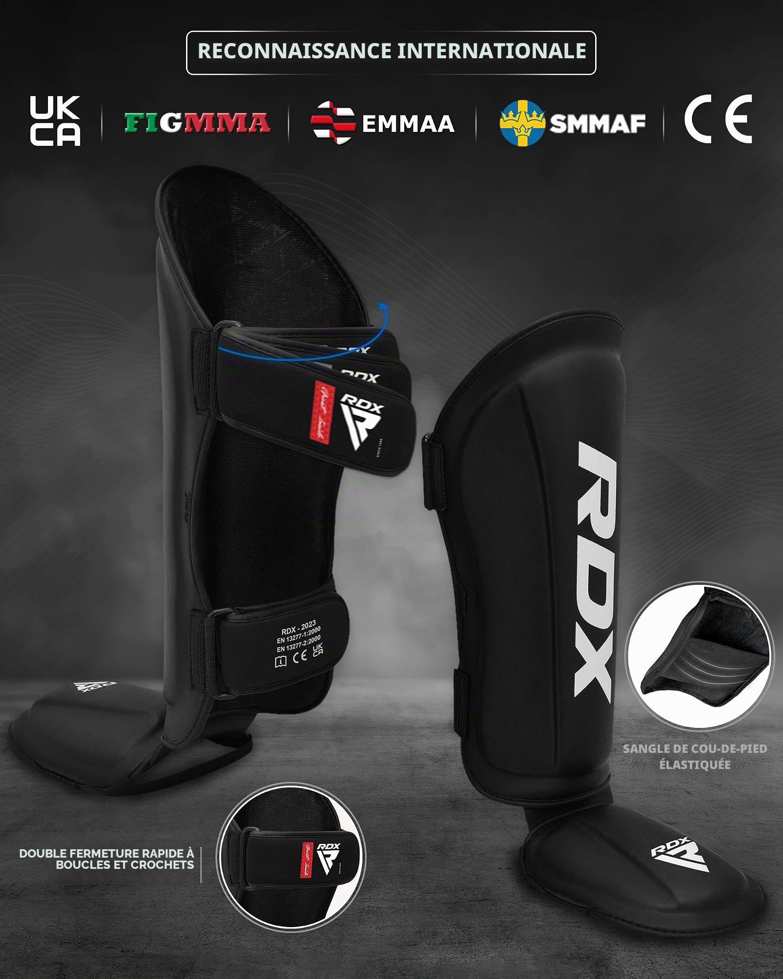RDX Boxe MMA Protège-tibias Protection pour Kick Boxing Muay Thai Boxe, L