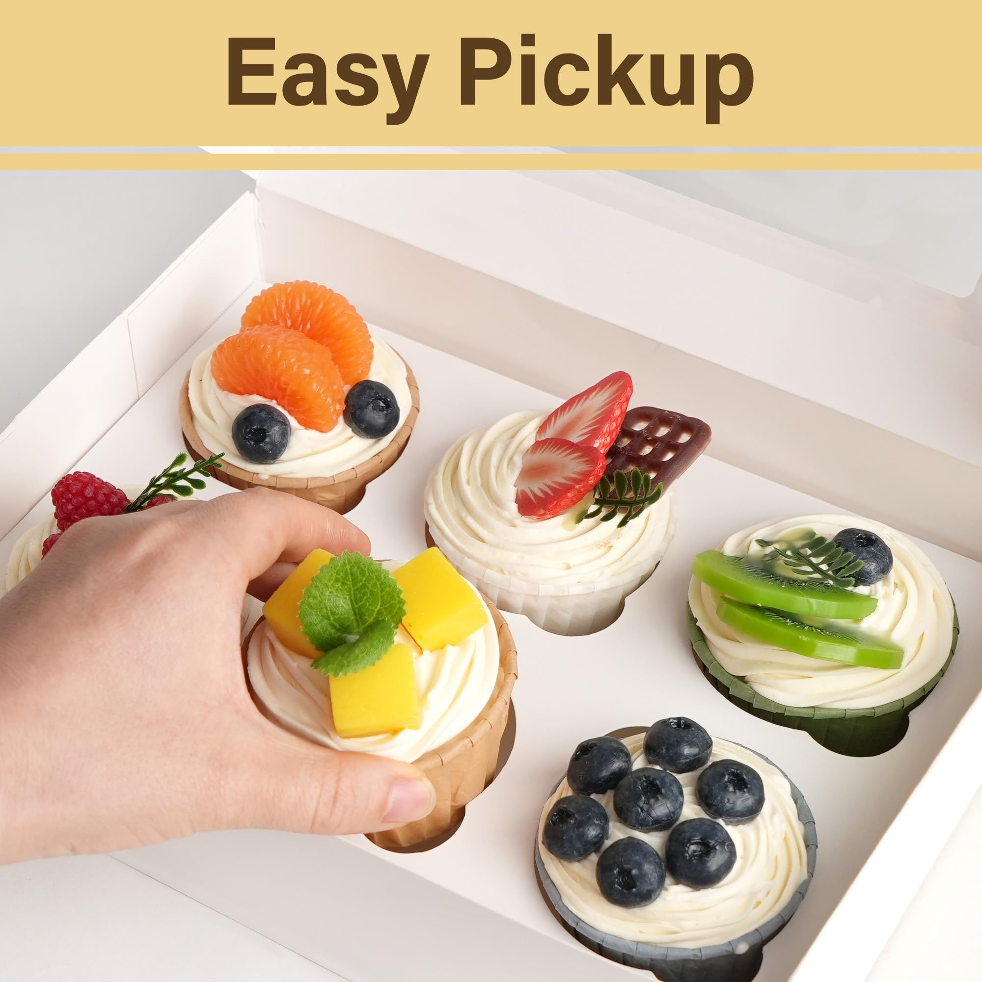 LotFancy Cupcake Boxes - 12 Sets with Window -4