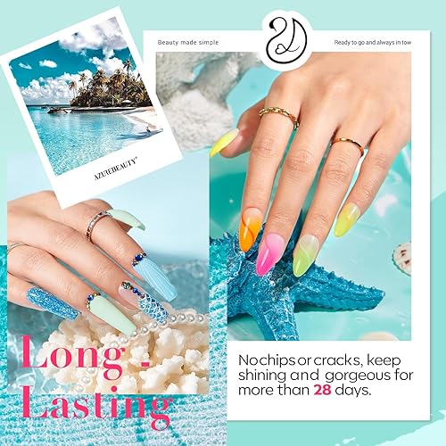 Miniatura 27 de AZUREBEAUTY Kit de iniciación de polvo de uñas de inmersión, gris arce, verde salvia, verde oscuro, juego de 8 colores con palitos de uñas, base