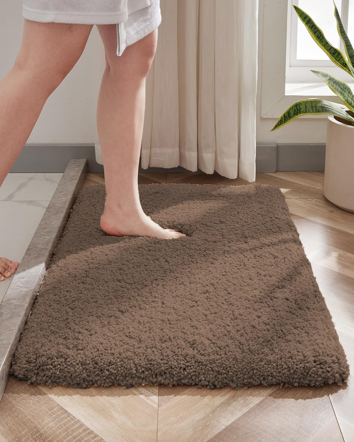 ishro home Premium Fuzzy Shag Carpet for Hall, Rugs for Living Room, Carpets for Living Room | Machine Washable – Soft, Stylish, and Built to Last | (16X24 Inches, Brown)