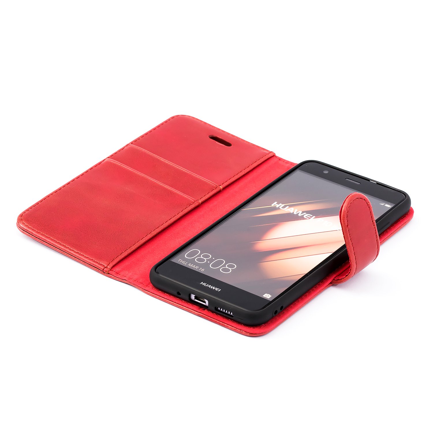 Custodia Mulbess Con Tessere Per Huawei P40 Lite 4G | Cover A Libretto In Similpelle Rossa Con Chiusura Magnetica E Supporto