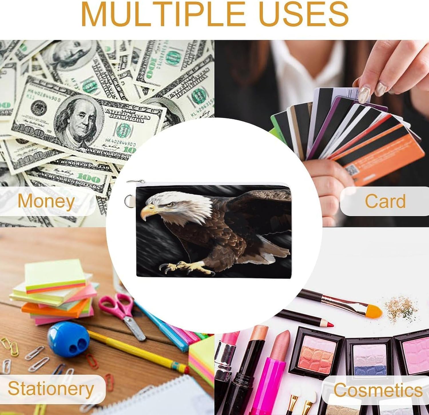 An Eagle Coin Purse Mini Coin Pocket Pouch Change Holder for Men Women Portable Change Wallet