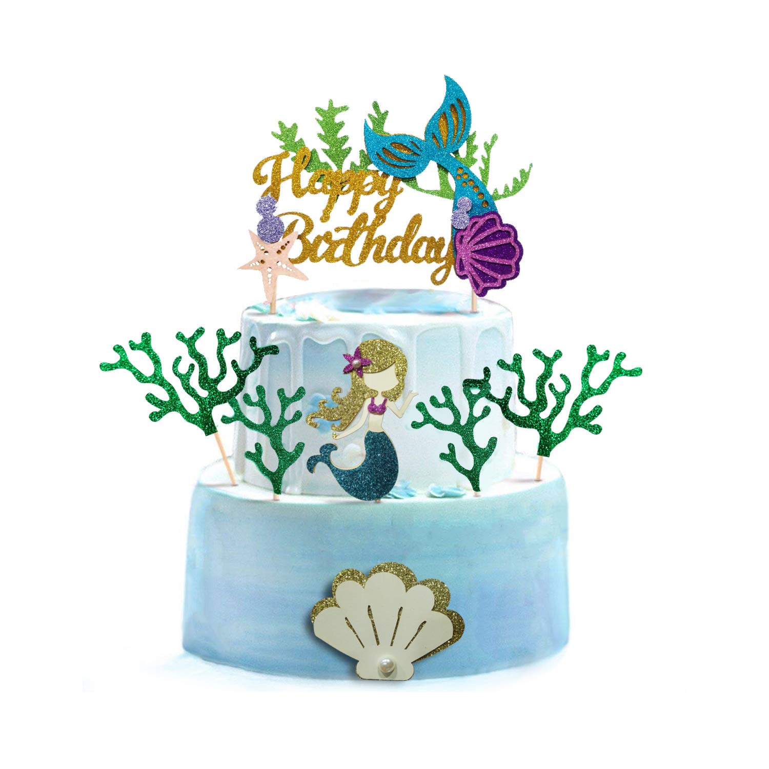 Buy Party Propz Glitter Mermaid Birthday Cake Topper Happy Birthday