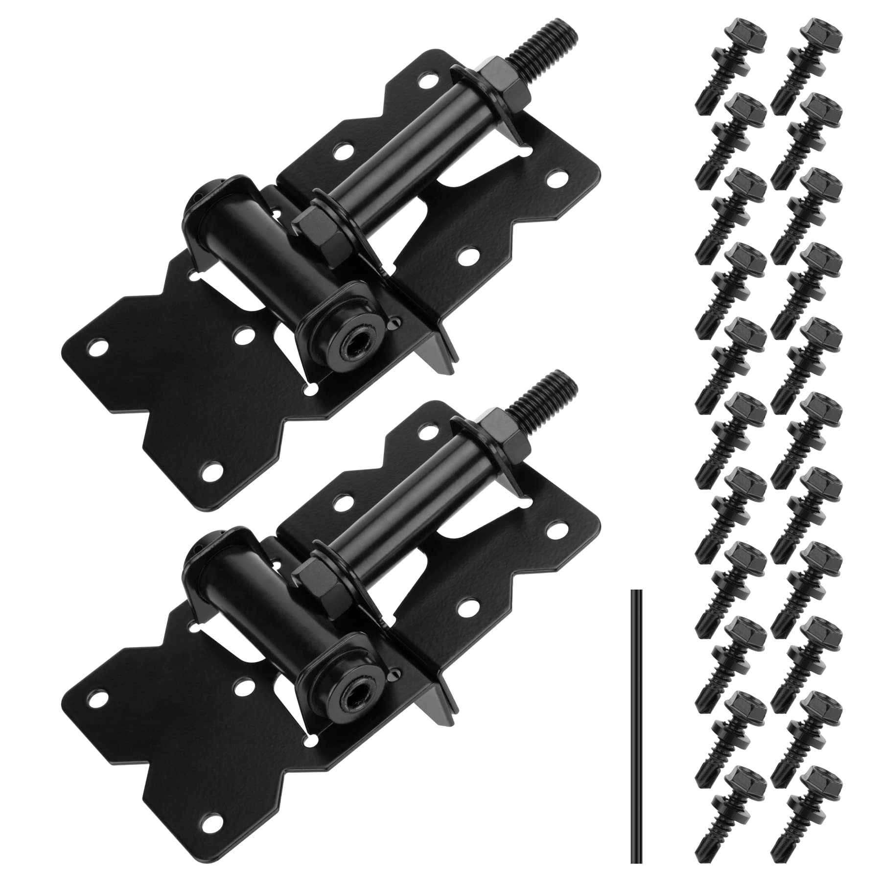 CHIJANE 2 Pack Self Locking Gate Hinges for Wooden Fences Heavy Duty Solid Vinyl Fence Gate