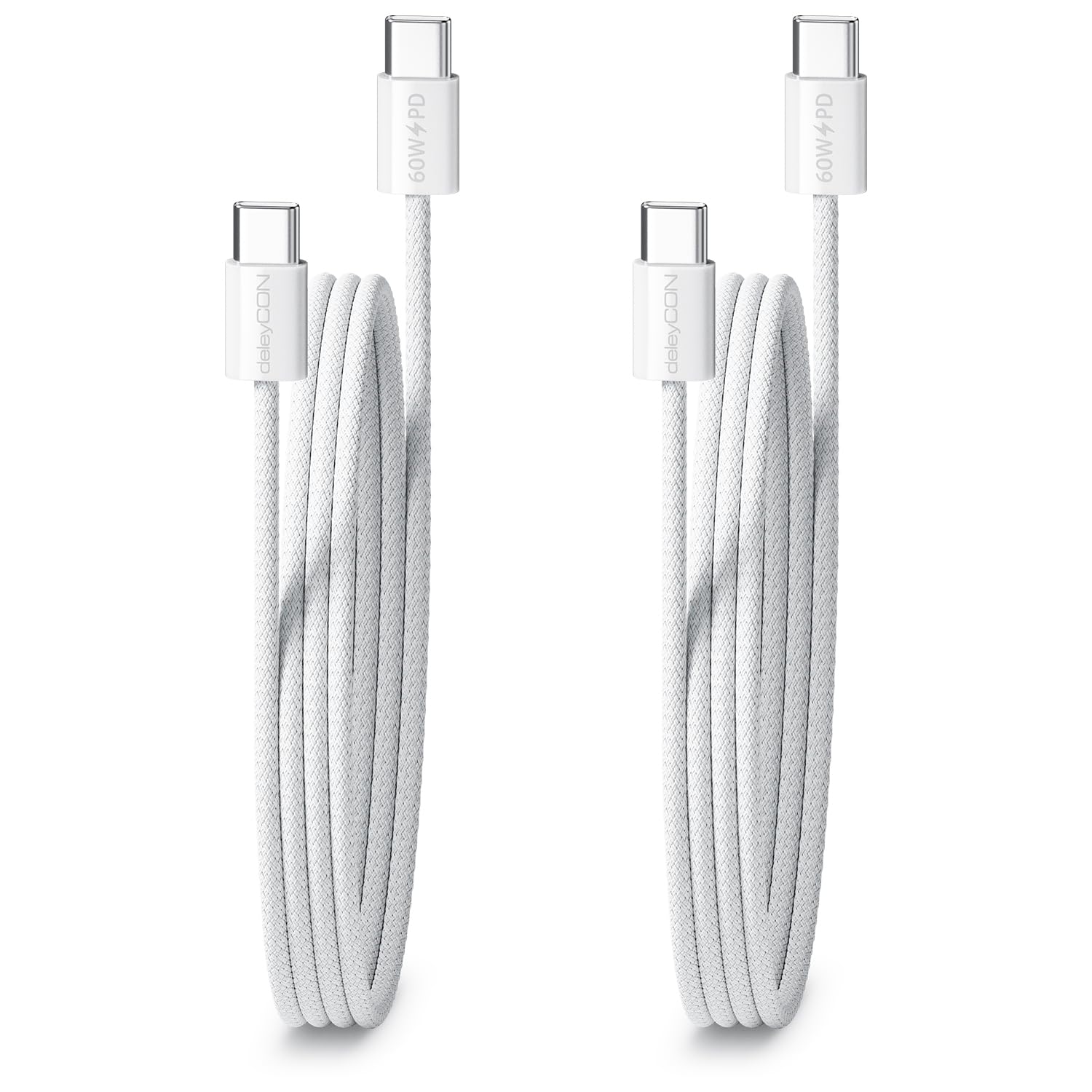deleyCON Set USB C 60W [2 Pezzi, 1M + 1M] PD 3.0 USB-C a C Ricarica Rapida per iPhone 17 16 Pro Max Air Galaxy S26 S25 A56 A17 A26 iPad MacBook Xiaomi Switch PS5