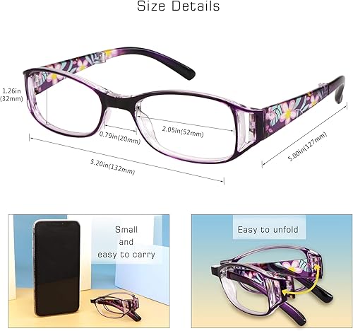 Miniatura 3 de VisionGlobal 3 pares de anteojos de lectura plegables para lectores con lente de bloqueo de luz azul, lentes plegables compactos para mujeres,