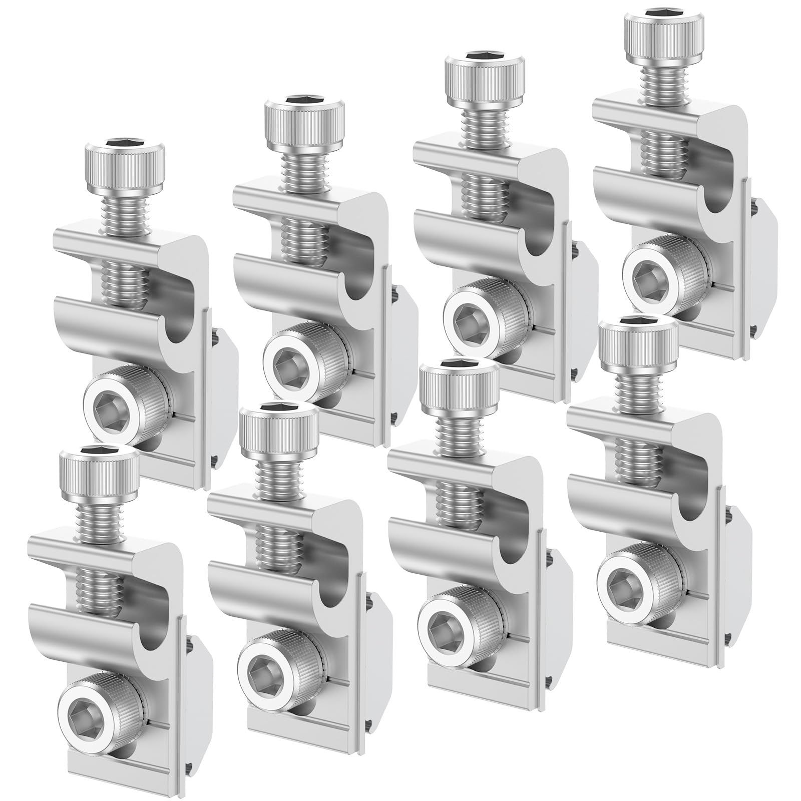 8Pcs Earth Clamp Reusable Solar Panel Grounding Clip Weather Resistant Solar Grounding Wire Clamp for PV Module Photovoltaic Support