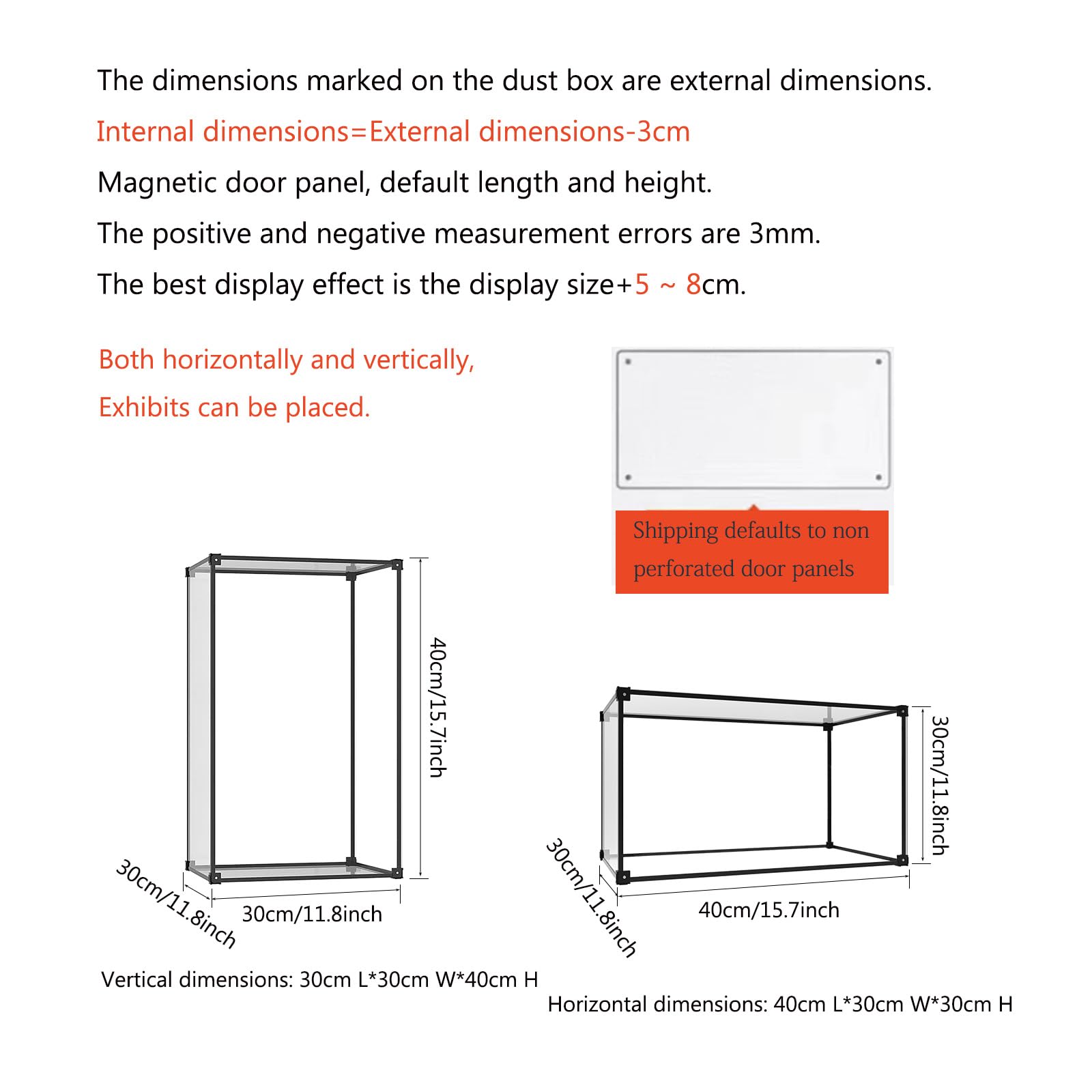 Large Acrylic Display Case Clear for Collectibles Lego 76419 Stackable Dustproof with Door ,Display Box Self-Assembly with Aluminum Alloy Frame for Cars Model Figures (40x30x30cm)
