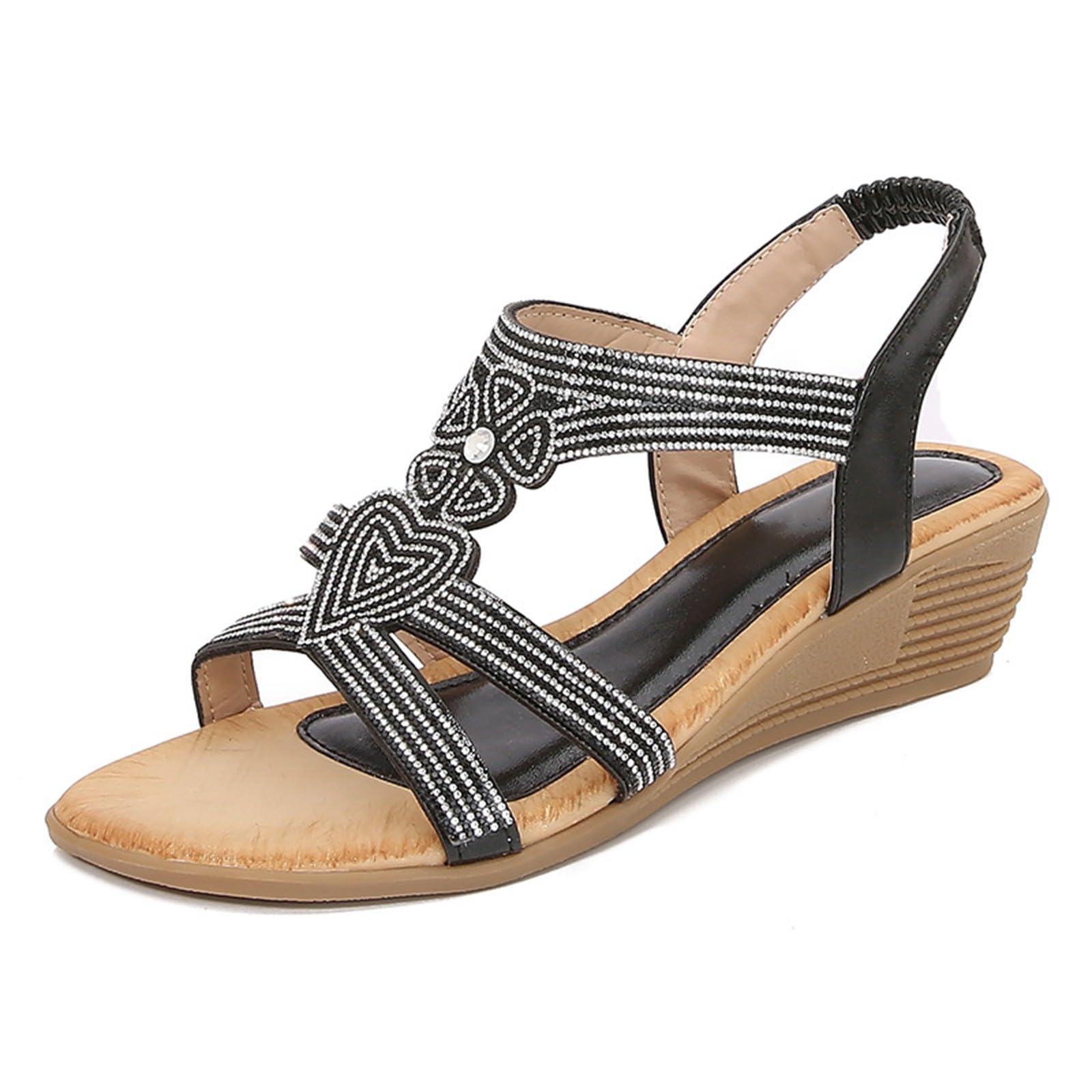 Generico Sandales Et Mules Pour Femme Confortables LéGèRes AntidéRapantes Semelle Souple Respirantes Chaussures Femme éTé Mode Mules OrthopéDiques Pieds Larges Ville Vacances