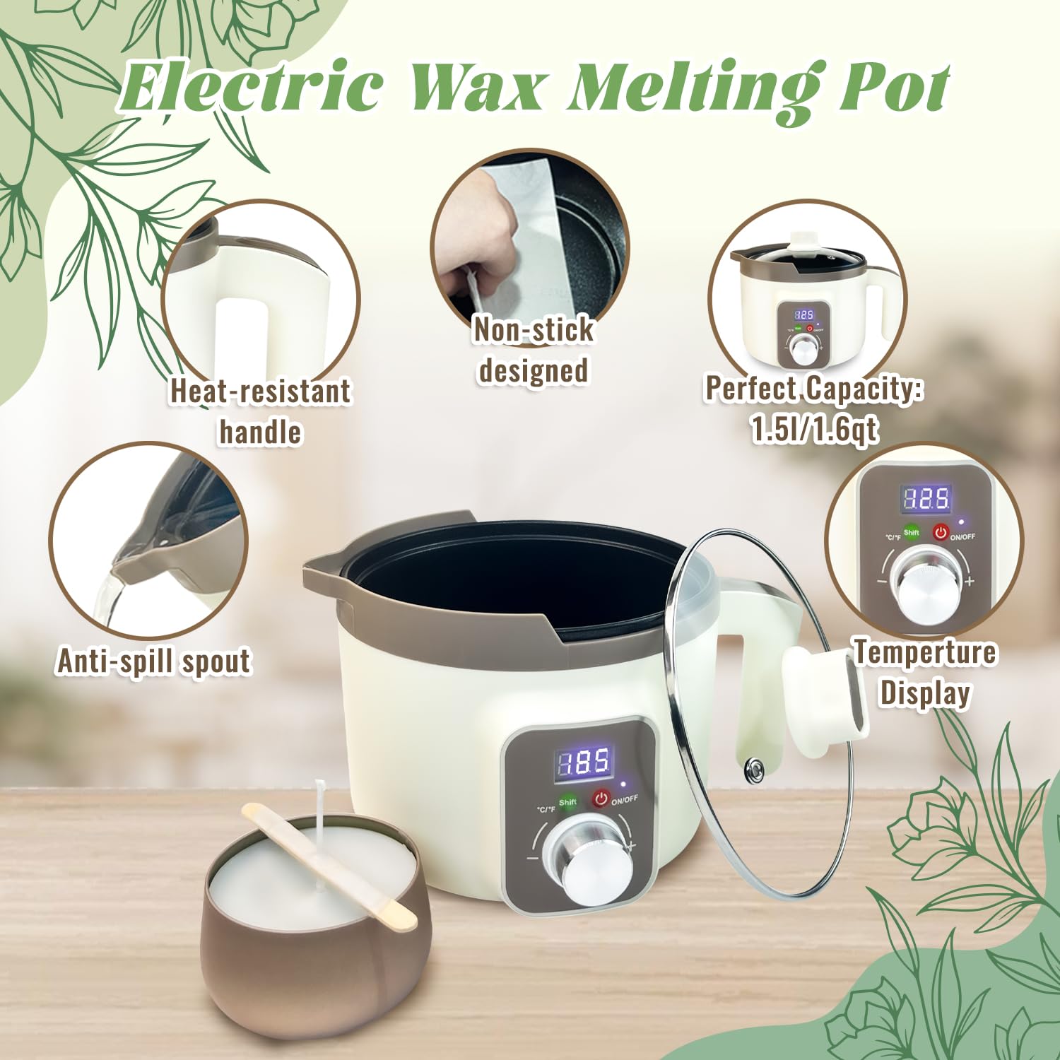 LINGQIAN Kit para hacer velas (hazlo tú mismo), cera de soja, crisol eléctrico con pico, 12 latas para velas, 12 aceites aromáticos