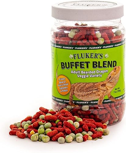 Fluker's 76043 Buffet Blend - Dieta variada de verduras de dragón barbudo para adultos, 7 onzas