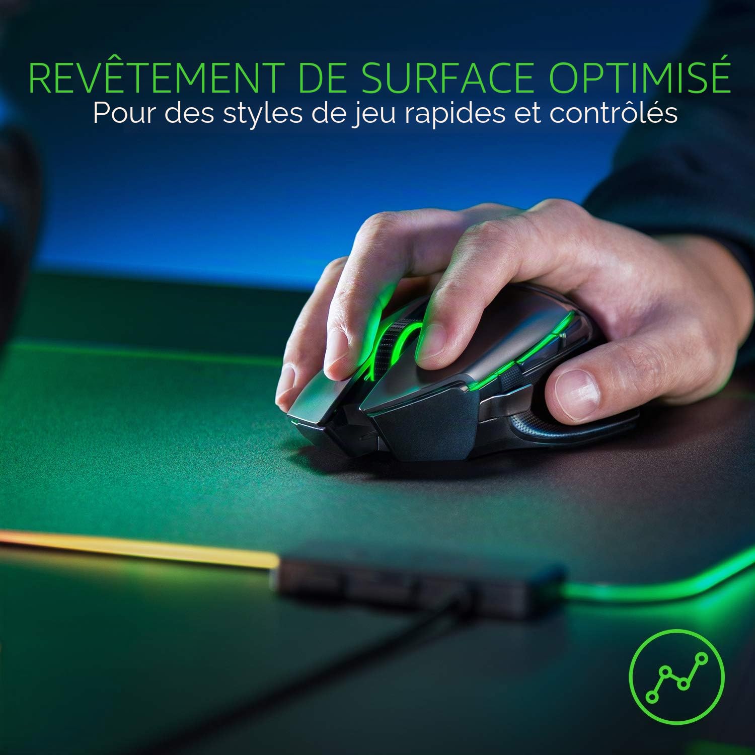 Razer Firefly V2 - Tapis de Souris de Jeu avec Surface microtexturée et éclairage Chroma RGB (Support de câble, éclairage périphérique des Bords, antidérapant) Noir
