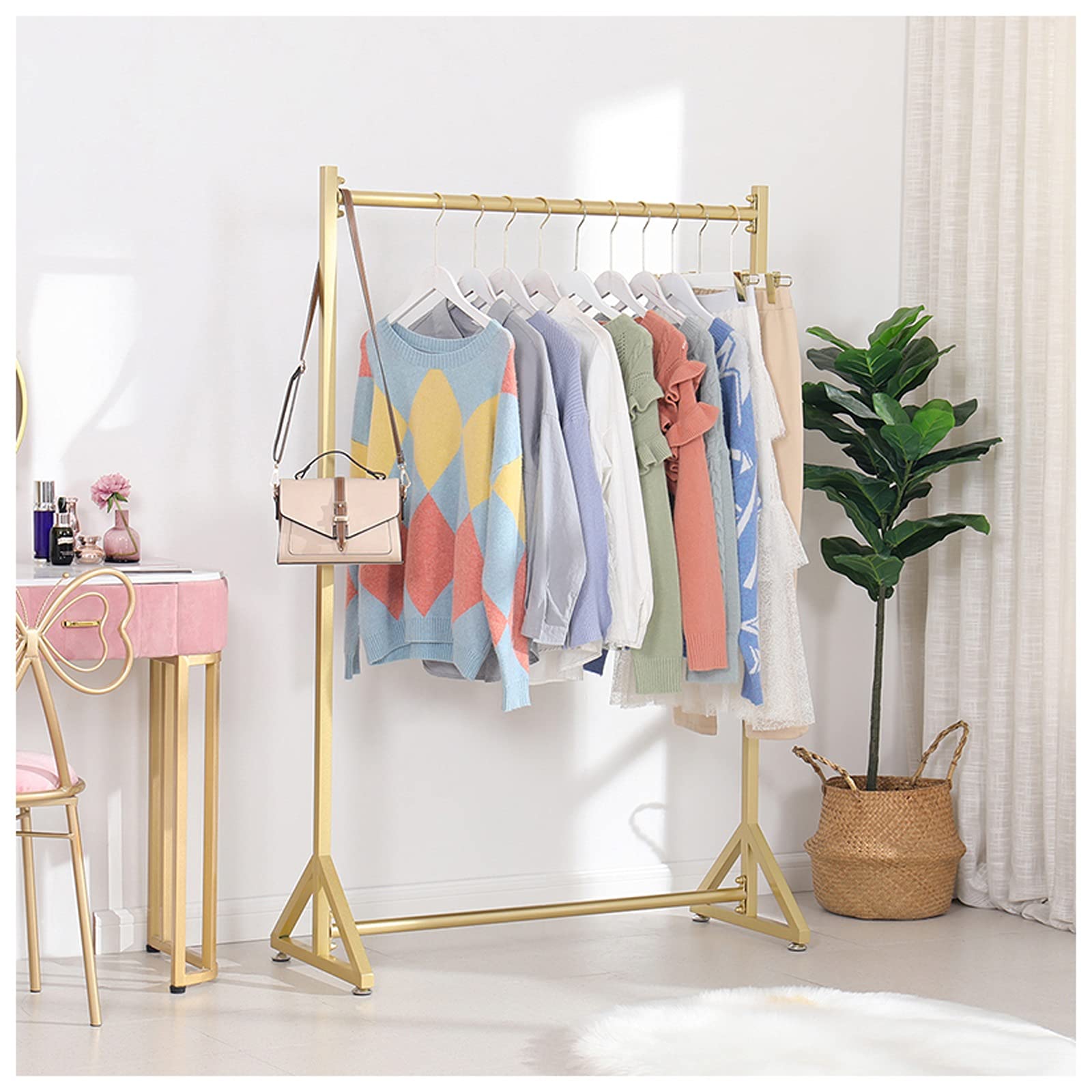 YNBSHGAA Heavy Duty Clothes Rail, 20mm Metal Garment Rack Holds 50 kg, Standing Display Stand for Home & Store,size_name-150cm