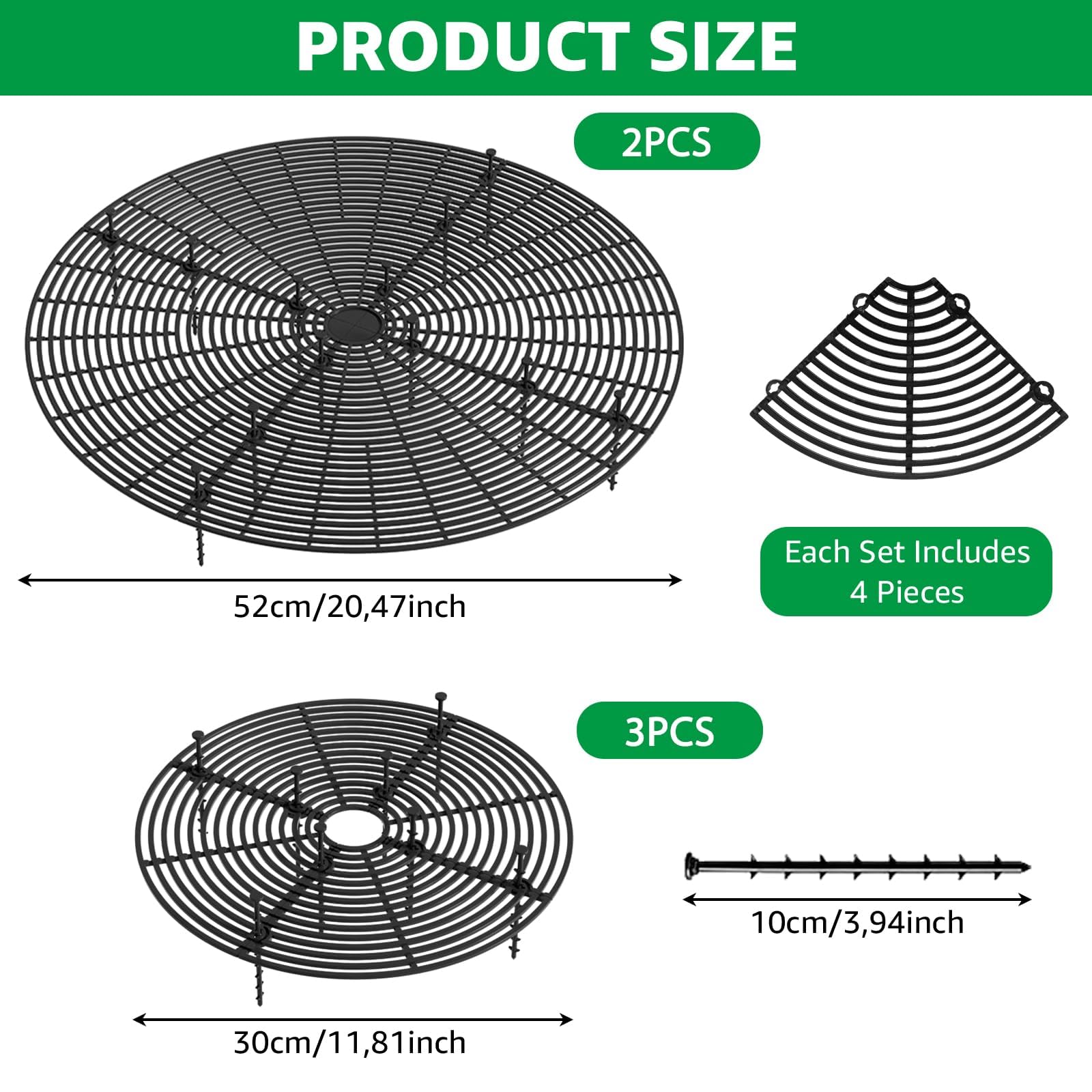 Lot de 5 Grille pour Pot de Fleurs - 30cm + 52cm - Couvercle de Protection des Plantes - Anti-Chat et Sécurité Enfant - Noir