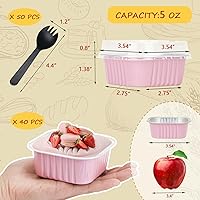 Vista 3 de LNYZQUS Molde cuadrado para cupcakes de 5 onzas con tapas, paquete de 40, moldes de papel de aluminio para magdalenas, moldes desechables tipo
